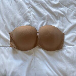 Victoria’s Secret Womens Size 34D Nude Tan Bandeau Bra No Straps Padded